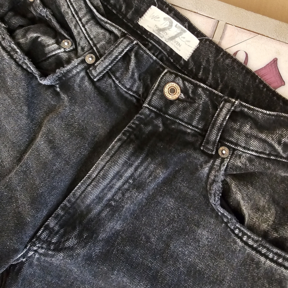 Free People Black Faded High Rise Mom Jean's - Picture 2 of 5